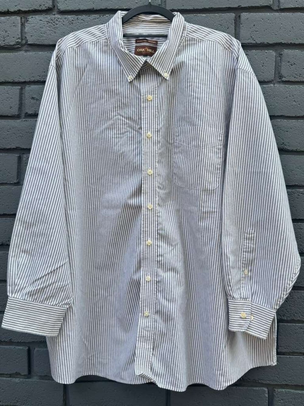 Oak Hill Men Cotton Wrinkle Free Cool & Dry Big and Tall 3XL White Striped Shirt
